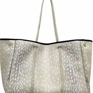 Parker & Hyde Neoprene Tote Bag – Fawn Print, Lightweight Everyday Carryall